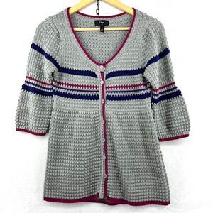 Aqua Brand Women's 3/4 Length Sleeve V-Neck Knit Sweater Size Medium